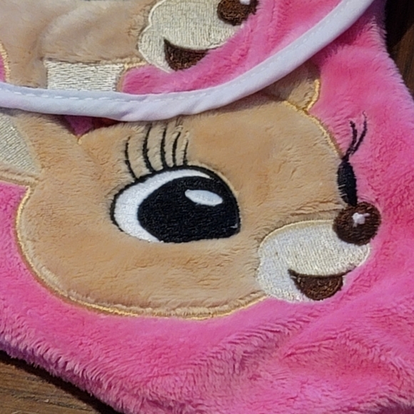 RUDOLPH  Baby's 1st Christmas baby set new hat bib stocking pink - Picture 6 of 6